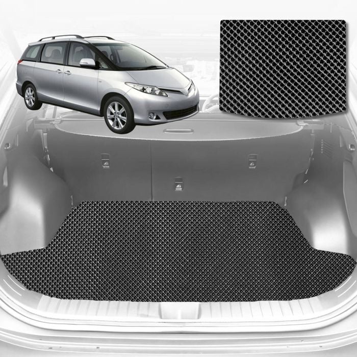 6D Diamond Car Boot Mat for Toyota Tarago (Estima) 8 Seater2006-2020-Cargo Mat-Black-Outback GT
