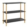 Seth Open Shelf Unit Shelving Display Rectangular 3 levels Black and woodgrain