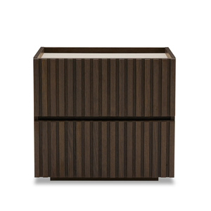Big Lot Smoked Oak Kalani 2 Drawer Bedside