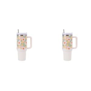 2PK Splosh Picnic Spring Floral Insulated Tumbler w/ Straw 1.2L