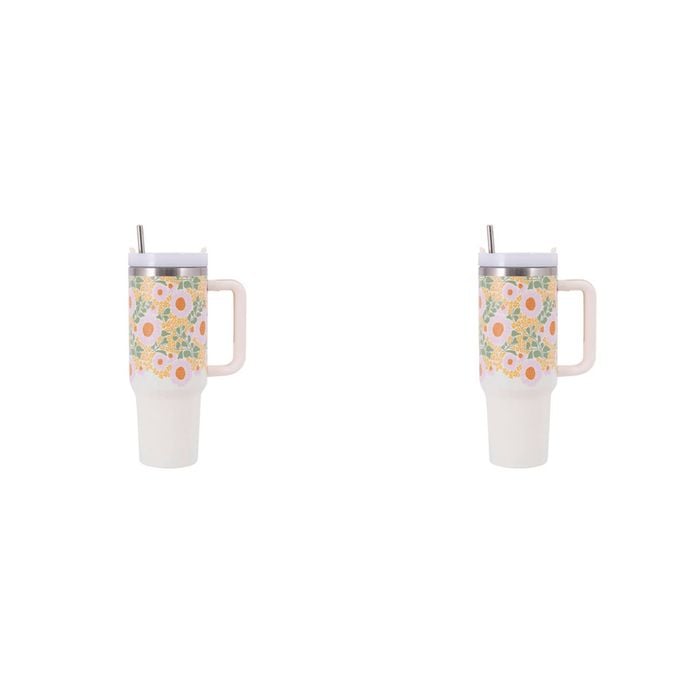 2PK Splosh Picnic Spring Floral Insulated Tumbler w/ Straw 1.2L