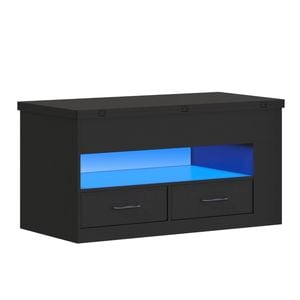 Ufurniture 3-in-1 Lift Top Coffee Table Foldable LED Coffee Table Center Table Black