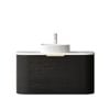 Attica 900mm Black Oak Bentwood Curve Wall Hung Vanity With Matte White Top