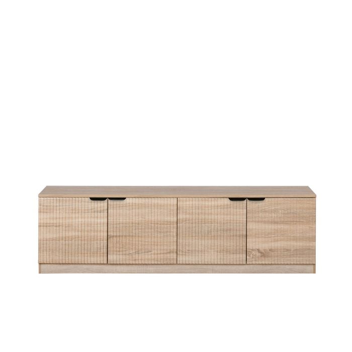 European Cabinetry Natural Oak Fluted Pull Black Bucharest TV Unit