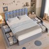 Advwin Double Hidden Storage Bed Frame with Charging Station Gray