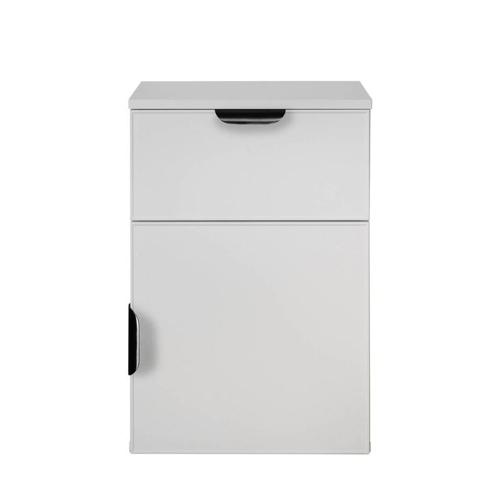 European Cabinetry Slim Pull Black Porto Bedside Table White