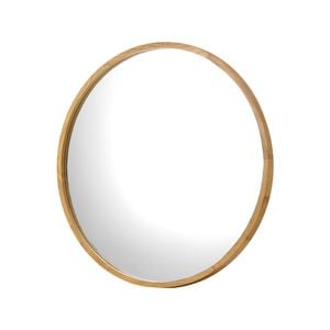 Oikiture 60cm Round Wall Mirrors Wooden Home Decor