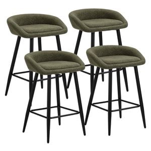 Oikiture Bar Stools Boucle Green X4