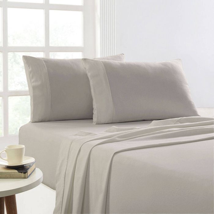 Park Avenue Long Single Cotton Flannelette Bed Sheet w/ Pillowcase Sand