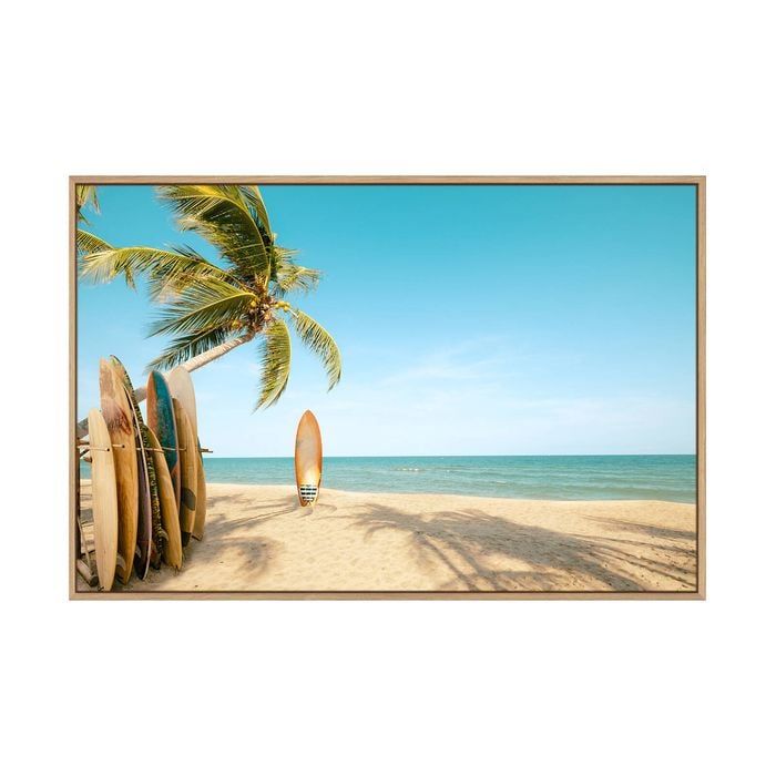 Artey | Tropical Surf - Framed Canvas - Natural Frame - 80 x 120 cm