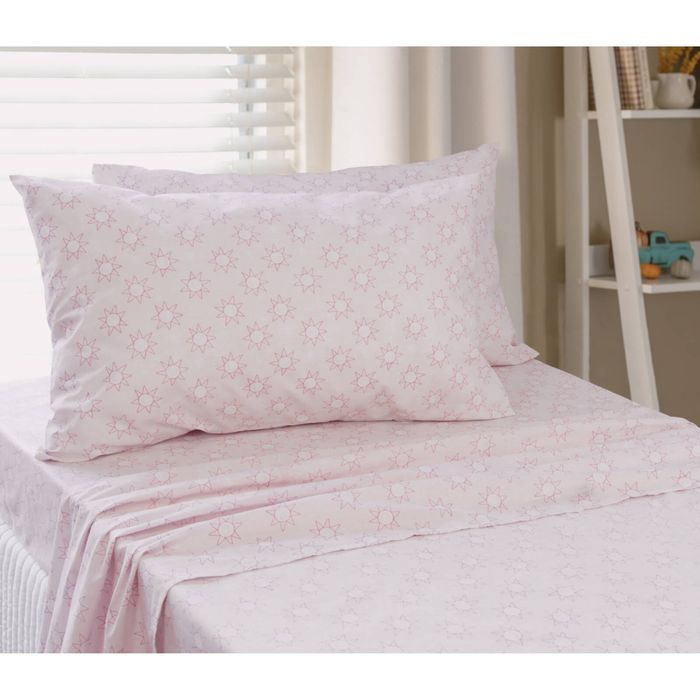 Jelly Bean Kids Suns Single Bed Sheet Set w/ Pillowcase Home Bedding Cover Pink