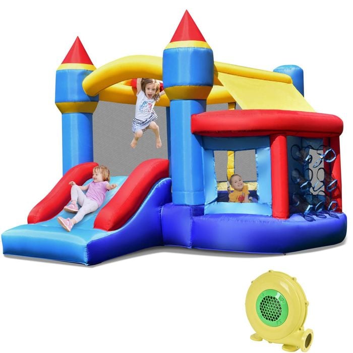 Costway Colorful Kids Inflatable Bounce House Jumping Castle W/550w Blower