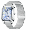 Smart Fitness Watch Bluetooth Call Blood Pressure Monitor Waterproof Sports Smartwatch with DIY Custom Dial Mesh Silver