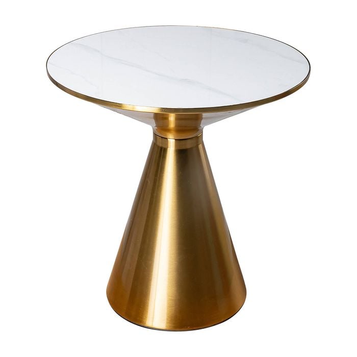 Round Side Table with Sintered Stone Top Golden