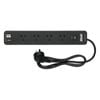 Arlec Black 4 Outlet Surge Protected Powerboard With USB A&C Charger And Master Switch