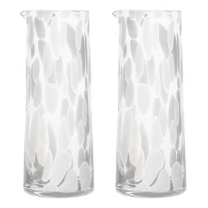 2PK Ecology Camille Soda Lime Glass Carafe Drink Decanter Jug 1.3L White