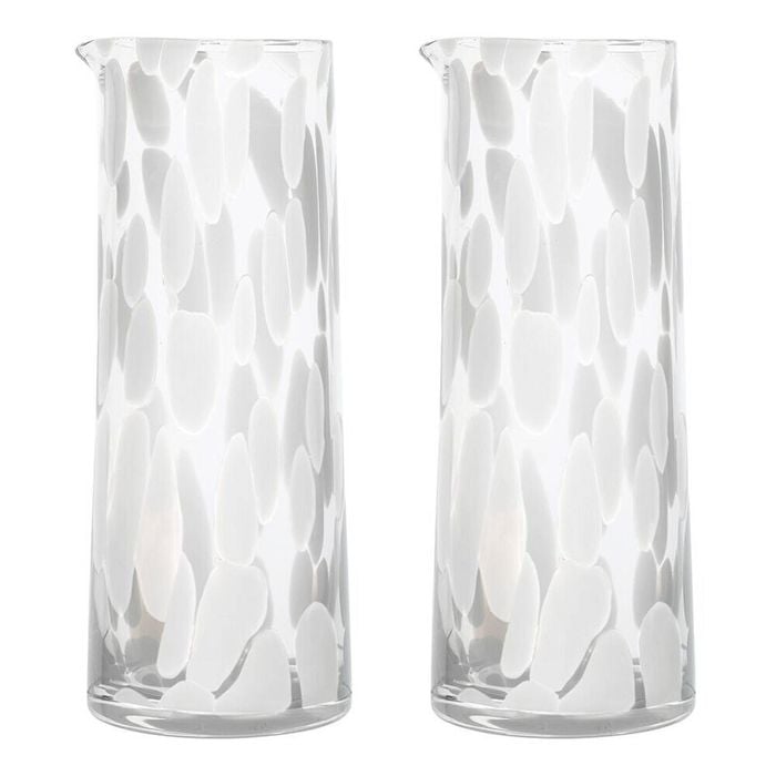 2PK Ecology Camille Soda Lime Glass Carafe Drink Decanter Jug 1.3L White