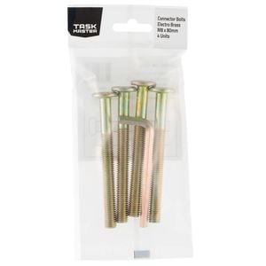 Taskmaster Brass M8 x 80mm Connector Bolt - 4 Pack