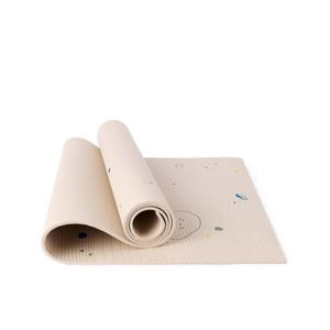 Decathlon - Kids' 5 Mm Thick Yoga Mat With Straps - Beige/Blue/Dark Green - One Size