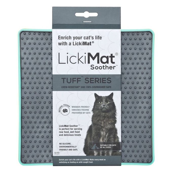 LickiMat Tuff Soother Boredom Buster Cats Slow Feeder Mat Turquoise