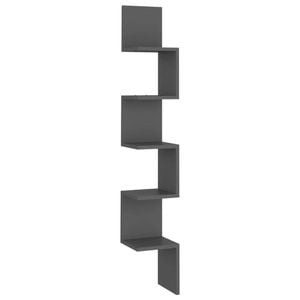 vidaXL Wall Corner Shelf Grey Engineered Wood Hanging Display Rack Organiser