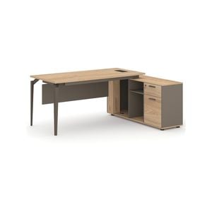 Ellis 180cm L-shaped Executive Desk Oak Grey