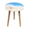 Leni Handcrafted Round Resin Side Table Shell Beach Themed 40x40x51.5cm