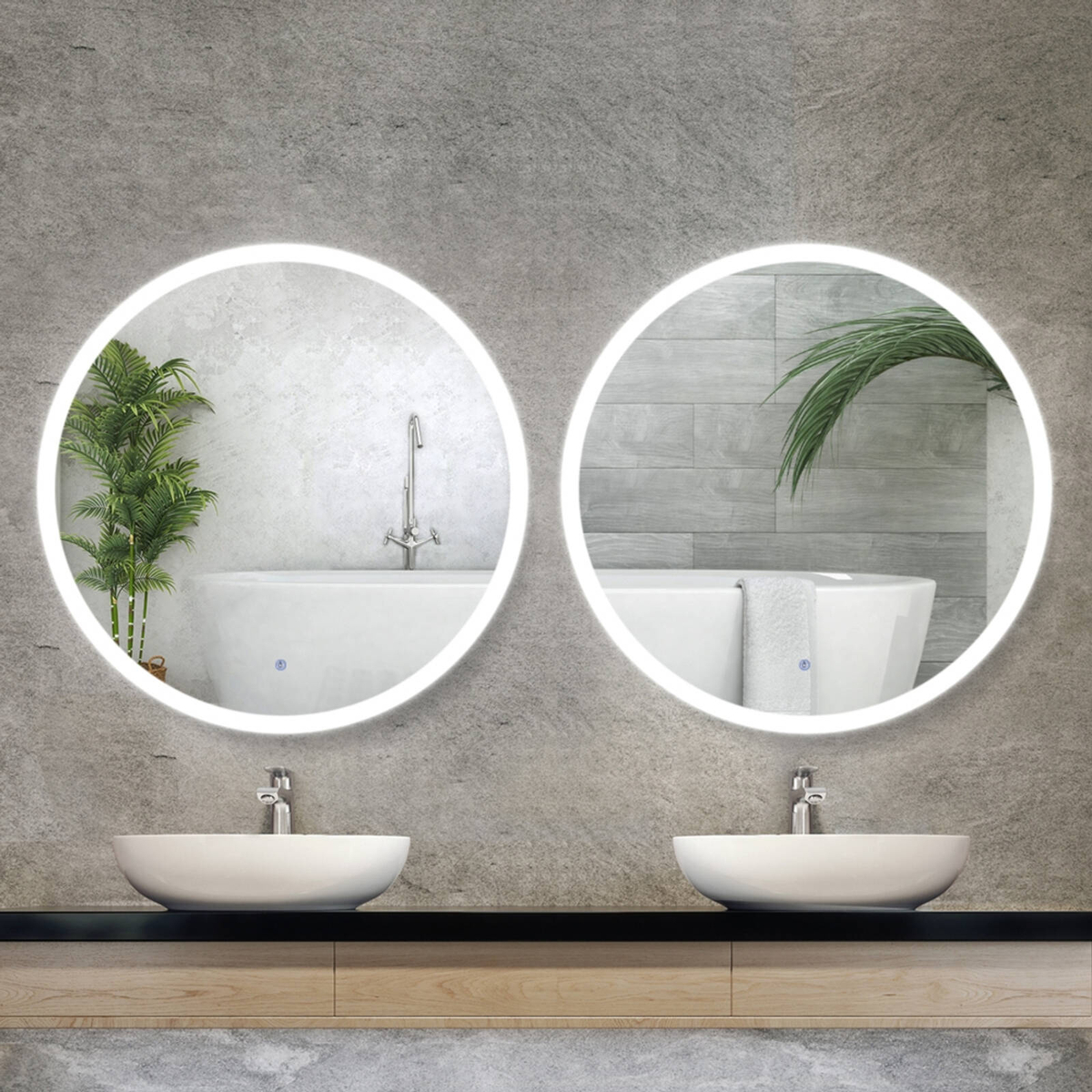 Embellir 80CM LED Wall Mirror Set of 2 - Bunnings Australia