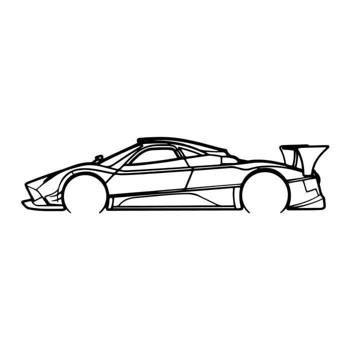 Ignite Laser Pagani Zonda R Silhouette Metal Wall Art Rustic Metal 47inch/120cm