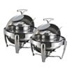 SOGA 2X 6.5L Stainless Steel Round Soup Tureen Roll Top Buffet Chafing Dish