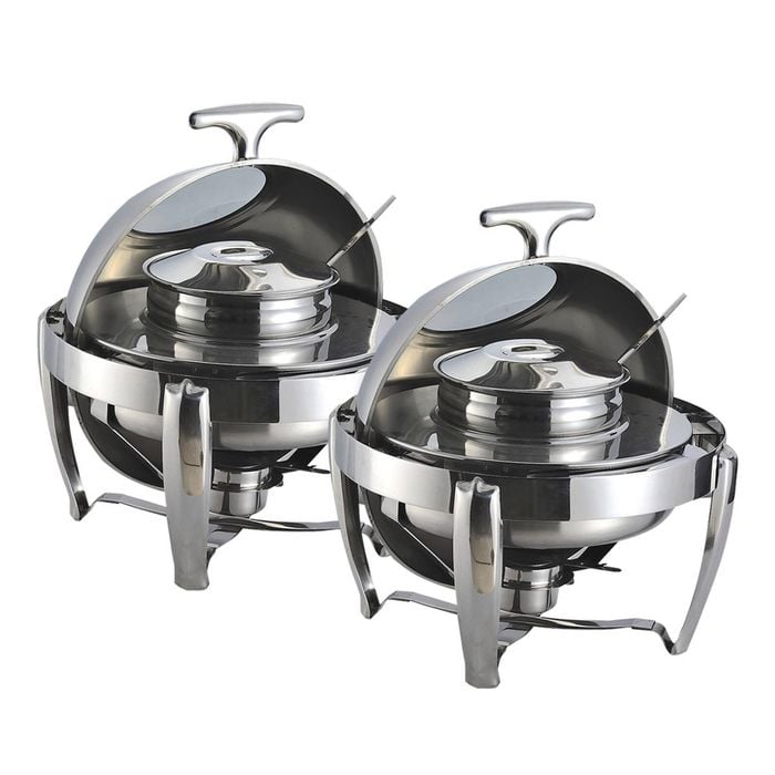SOGA 2X 6.5L Stainless Steel Round Soup Tureen Roll Top Buffet Chafing Dish