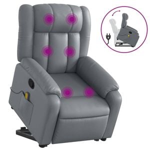 vidaXL Electric Massage Recliner Chair Armchair Single Sofa Grey Faux Leather