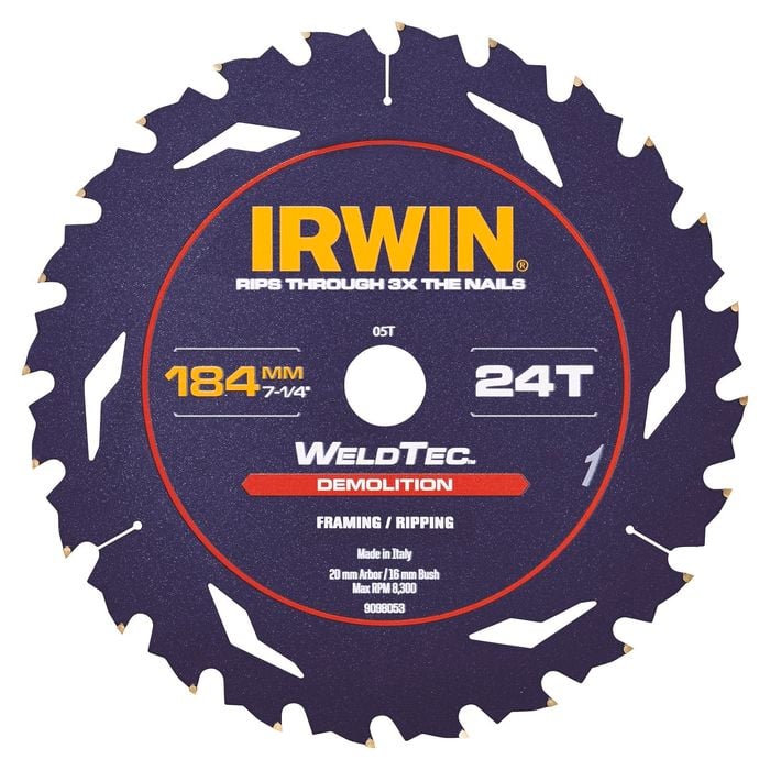 Irwin WeldTec 184mm 24T Demolition Circular Saw Blade