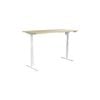 Olg Quickstand Single White Frame Nordic Maple Top Scallop Height Adjustable Desk L1500mm X W750mm