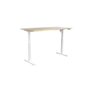 Olg Quickstand Single White Frame Nordic Maple Top Scallop Height Adjustable Desk L1500mm X W750mm