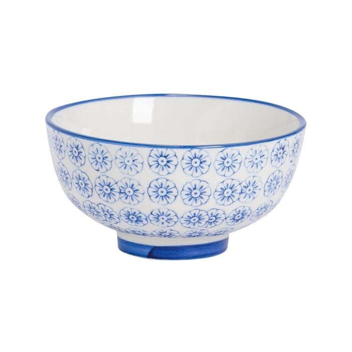 Nicola Spring Hand Printed Rice Bowl - Japanese Style Stoneware Dessert Cereal Dish - 12cm