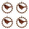 4x LVD Hanging Bird Rust Wreath Home/Garden Ornament Decor Display 13.5x14cm BRN