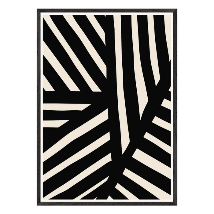 Galrie Striking Bold Black and White Abstract Art Print for Modern Decor, Black Frame, A3 30 x 42cm (12 x 16inch)