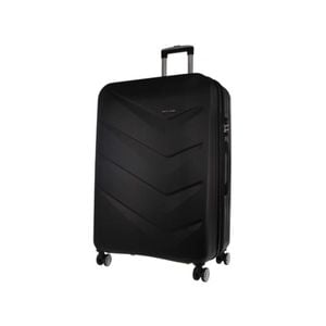 Pierre Cardin Hard Shell 4 Wheel Suitcase - Medium - Black - Expandable - Lightweight