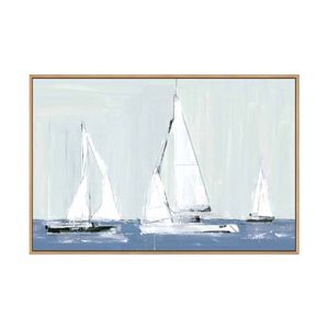 Artey | Three Sails - Framed Canvas - Natural Frame - 110 x 165cm