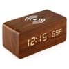 Catzon Wooden Alarm Clock With Qi Wireless Charging Pad-red