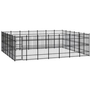vidaXL Outdoor Dog Kennel Steel Garden Puppy Pet Enclosure Supply Cage House