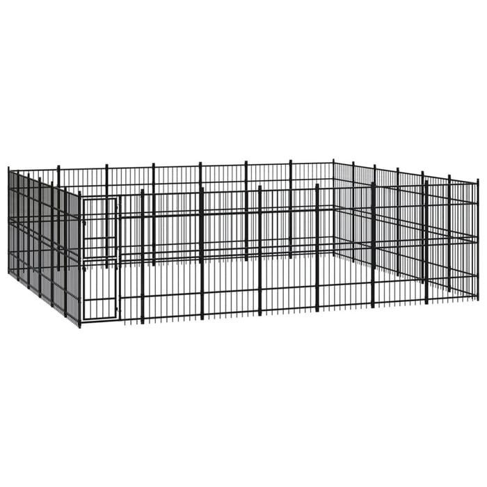 vidaXL Outdoor Dog Kennel Steel Garden Puppy Pet Enclosure Supply Cage House
