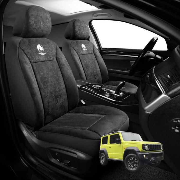 Australian Goose Edition Front Seat Covers for Suzuki Jimny XL 2023 - Current (Auto) - Suede, Universal Fit - Black