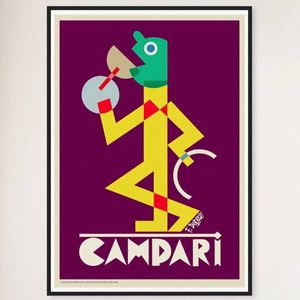 Galrie Campari Viola Vintage Advertising Poster by Fortunato Depero (1928) Classic Art, Black Frame, A1 60 x 84cm (23 x 33inch)