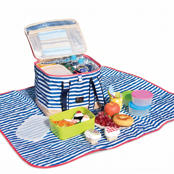 Blue Insulated Picnic Bag Thermal Cooler Portable Lunch Food Tote Carry Storage Bag
