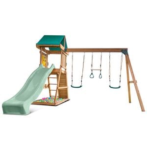 Lifespan Kids Birmingham Swing Set & Play Centre with 2.2m Pastel Green Slide 