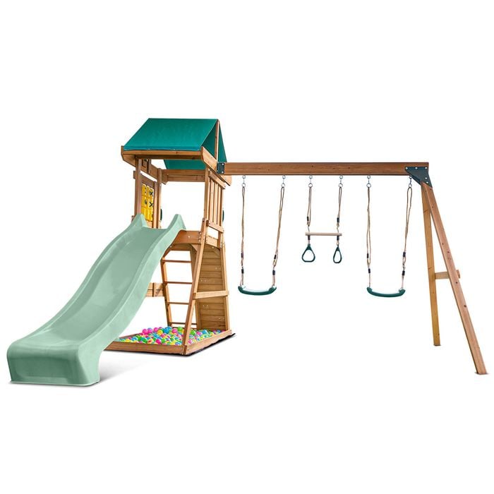 Lifespan Kids Birmingham Swing Set & Play Centre with 2.2m Pastel Green Slide 