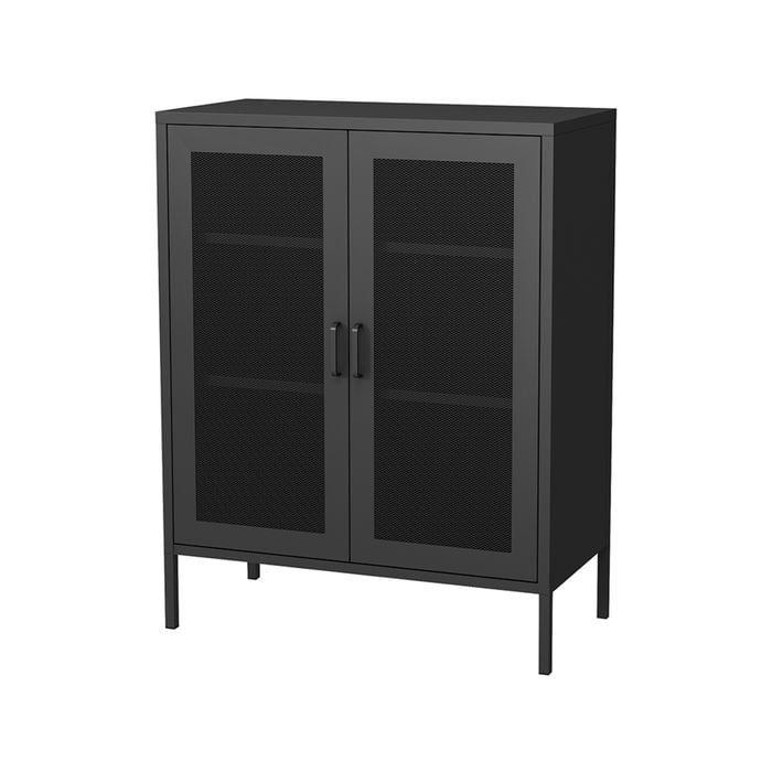 Levede Adjustable Steel Sideboard Cabinet Black