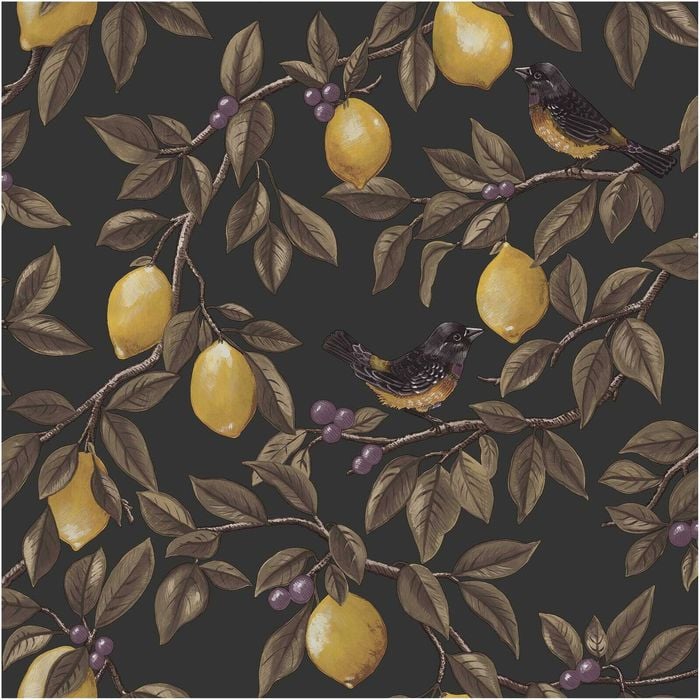 Lemon Tree Charcoal, Wallpaper 10.05m x 53cm Wallpaper Boutique